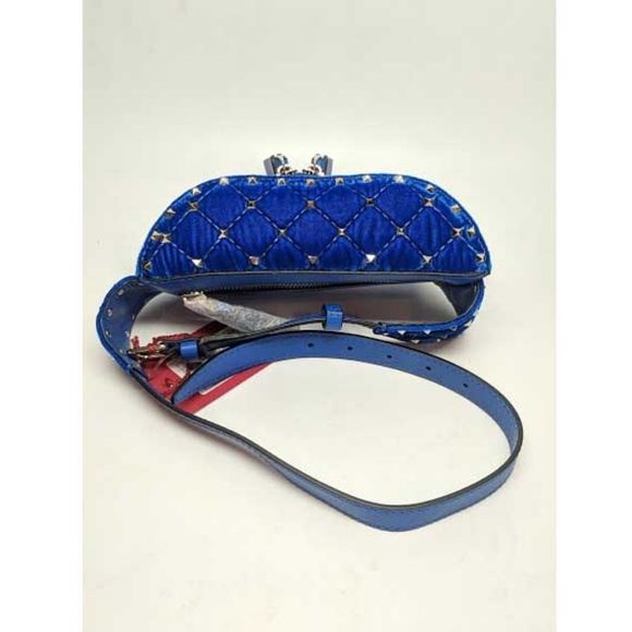 SOLD Valentino Rockstud Blue Velvet Belt Bag - Picture 3 of 7